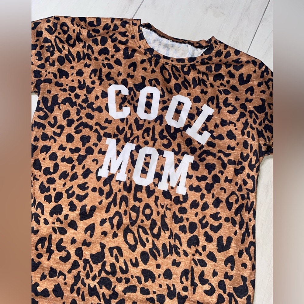 Cool Mom Leopard Print Tee - Brown
